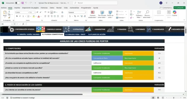 Estrategia de negocio en Excel con análisis financiero