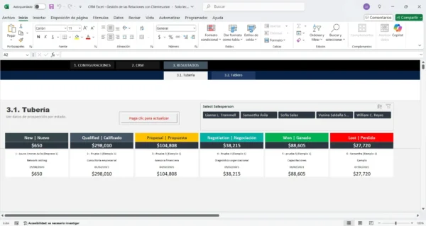 CRM en Excel para gestión de clientes