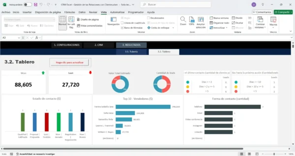 Sistema CRM en Excel para seguimiento de ventas