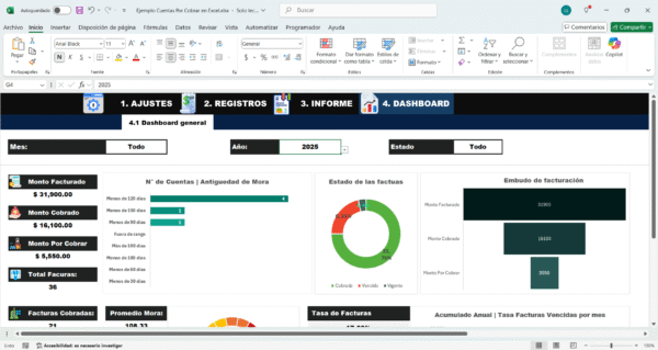 Formato en Excel para Control de Cuentas por Cobrar