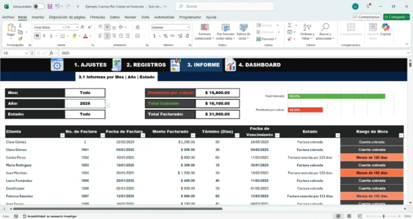 Plantilla Excel para Cuentas por Cobrar