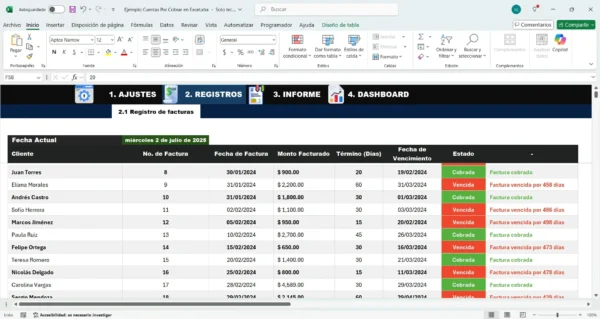 Dashboard de Control de Cuentas en Excel