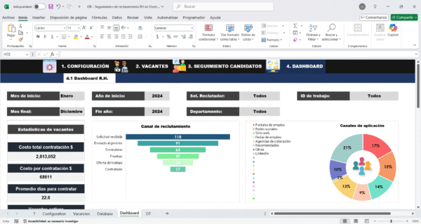 Control de procesos de reclutamiento en Excel