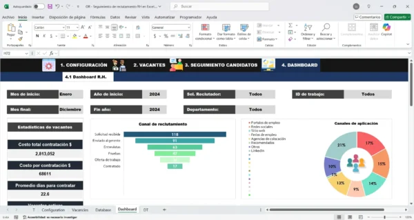 Control de reclutamiento y selección en Excel
