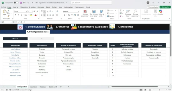 Plantilla Excel para control de reclutamiento