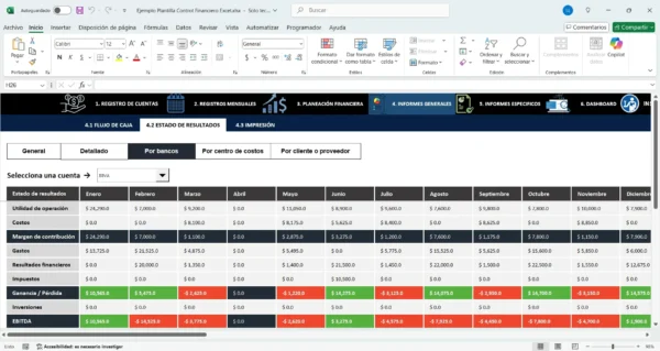 Análisis financiero en Excel con panel interactivo