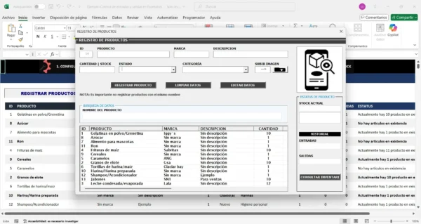 Control de entradas y salidas en inventario Excel