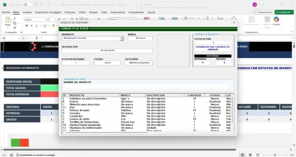 Seguimiento de inventario con Excel entradas y salidas