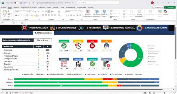 Gestión de asistencias en Excel para control de presencia