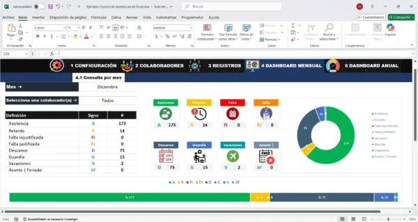 Plantilla de Excel para gestionar asistencias laborales