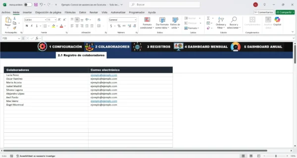 Seguimiento de asistencia en Excel para empresas