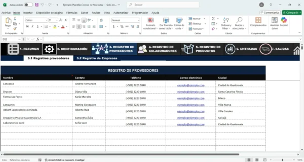 Control de inventarios en Excel para almacenes