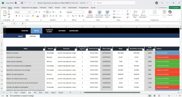 Estrategias para objetivos SMART usando Excel fácilmente