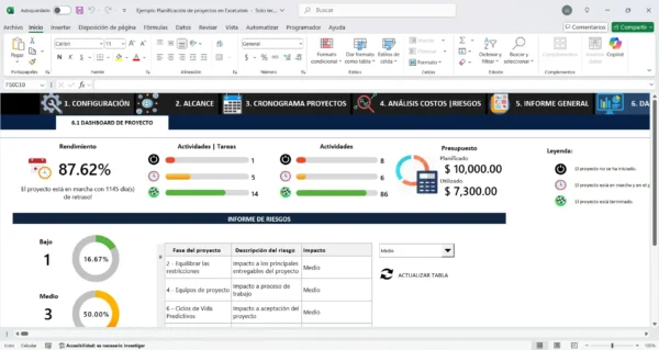 Plan de Proyecto en Excel para gestión eficiente