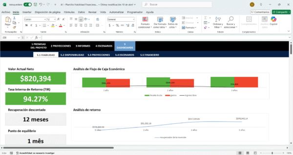 Plantilla Analisis de Viabilidad Financiera en Excel