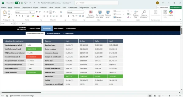 Herramienta Excel para análisis financiero de negocios