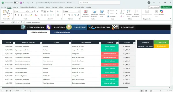 Plantilla de gestión de flujo de caja en Excel gratis