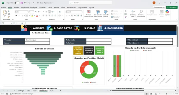 Modelo de Funnel de Ventas en Excel para Emprendedores