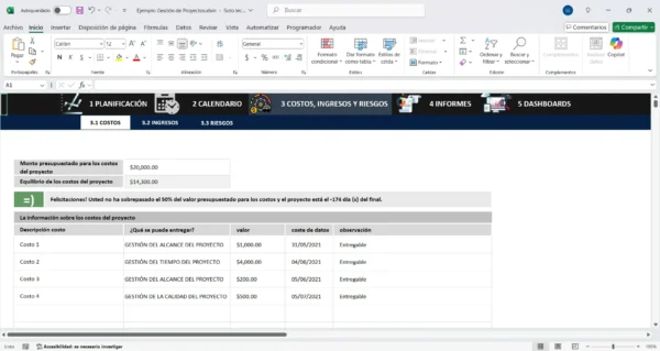 Plantilla de control de proyectos en Excel para equipos
