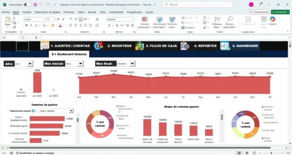 Modelo en Excel para ingresos y egresos mensuales