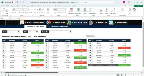 Plantilla de ingresos y egresos en Excel descargable