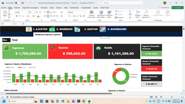 Plantilla Excel para registrar ingresos y gastos personales